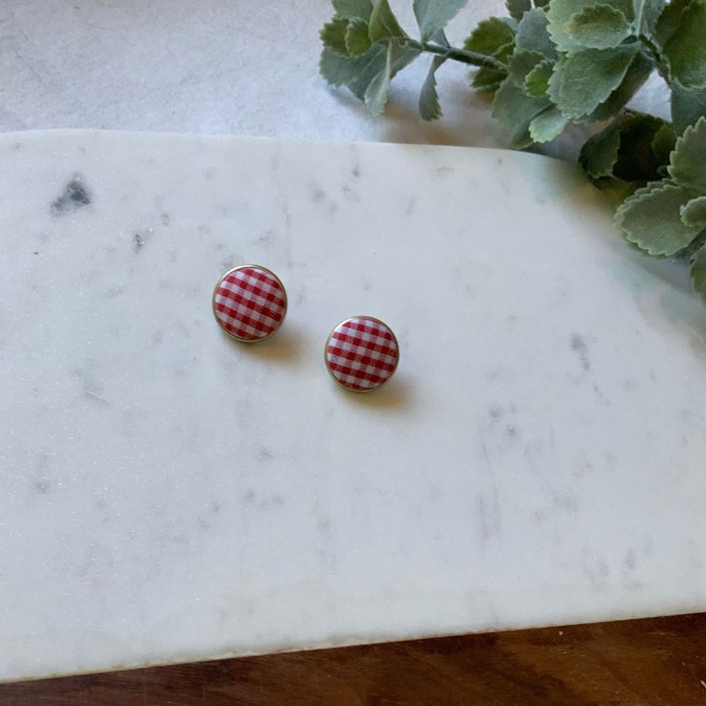 The Magdalena - Gingham Stud Earrings
